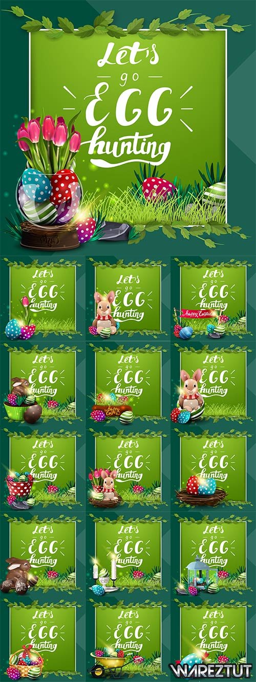 Easter vector cards - The enchanting power of spring