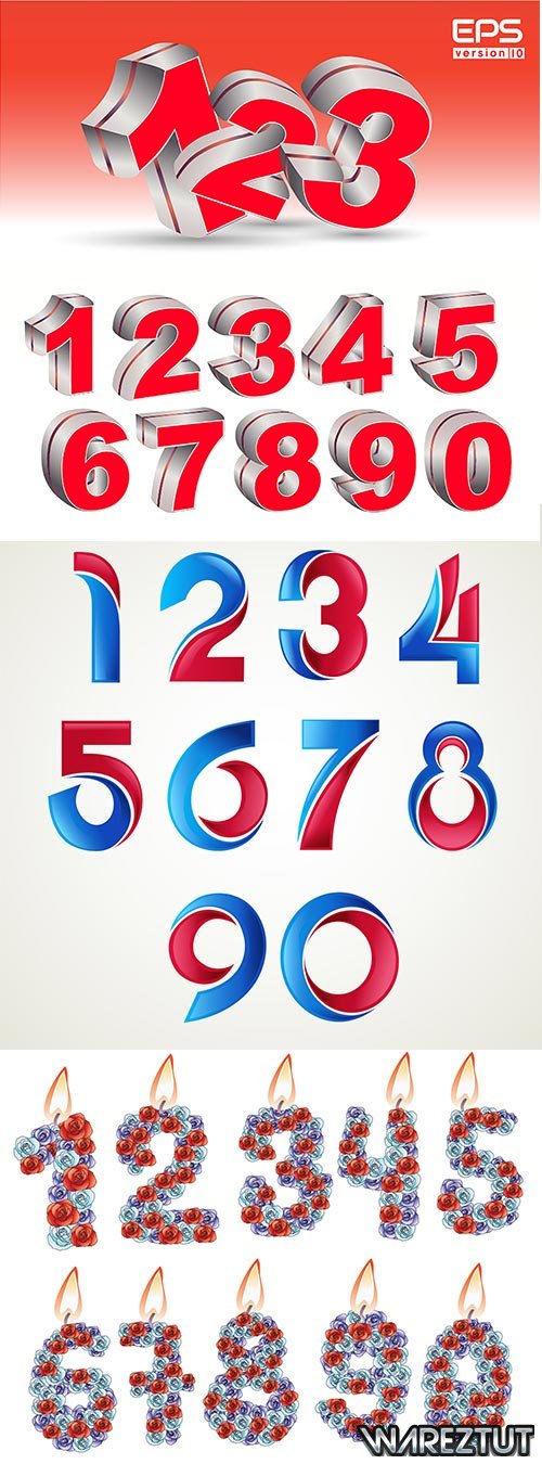 Colored numbers - vector clipart