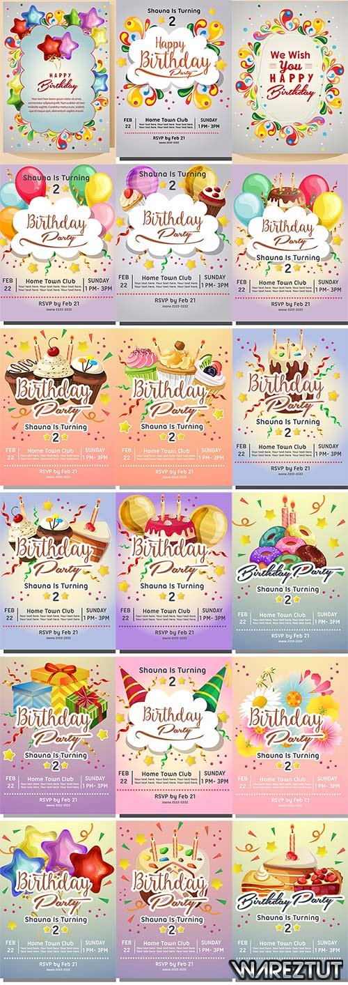 Birthday invitations - vector clipart