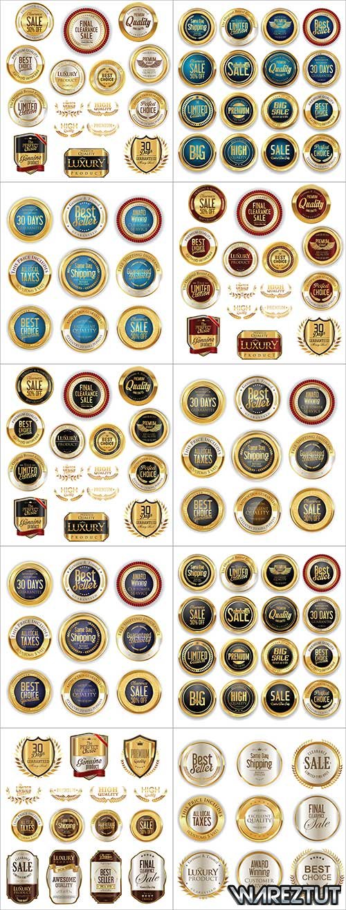 Premium labels in gold - vector clipart
