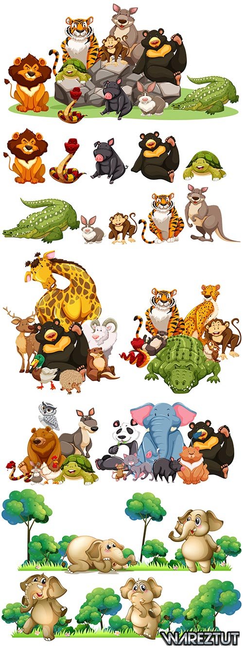 Amazing and funny animals - vector clipart