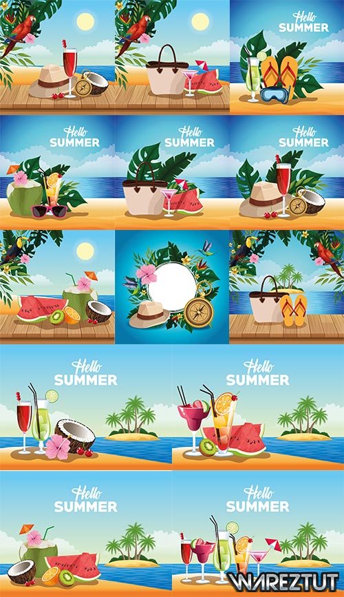 Exotic Tropical Paradise - Vector Summer Backgrounds