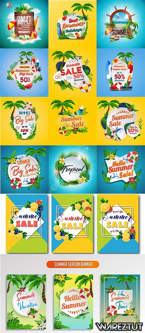 It's Summer Time - Vector Summer Backgrounds