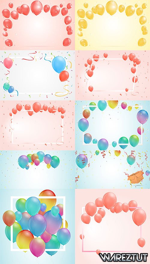 Frames with balloons - vector clipart