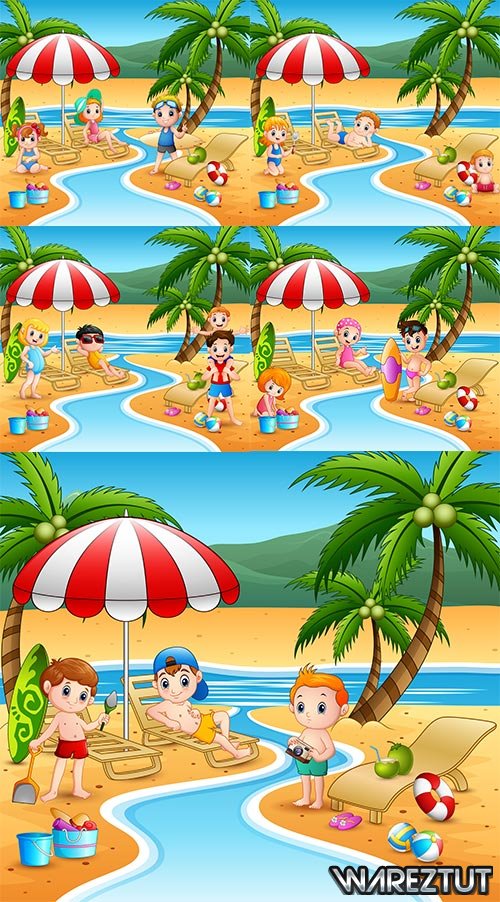 Mysterious beach for relaxation - vector clipart