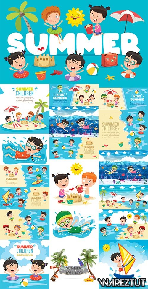 We rested on the sea, we did not have time to get bored - Vector clipart