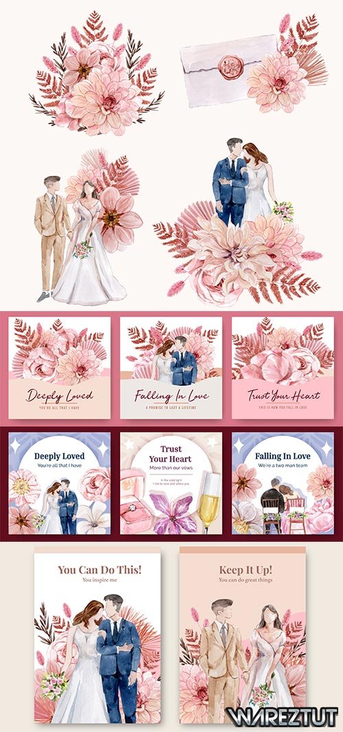 May happiness come over the edge - Wedding vector clipart