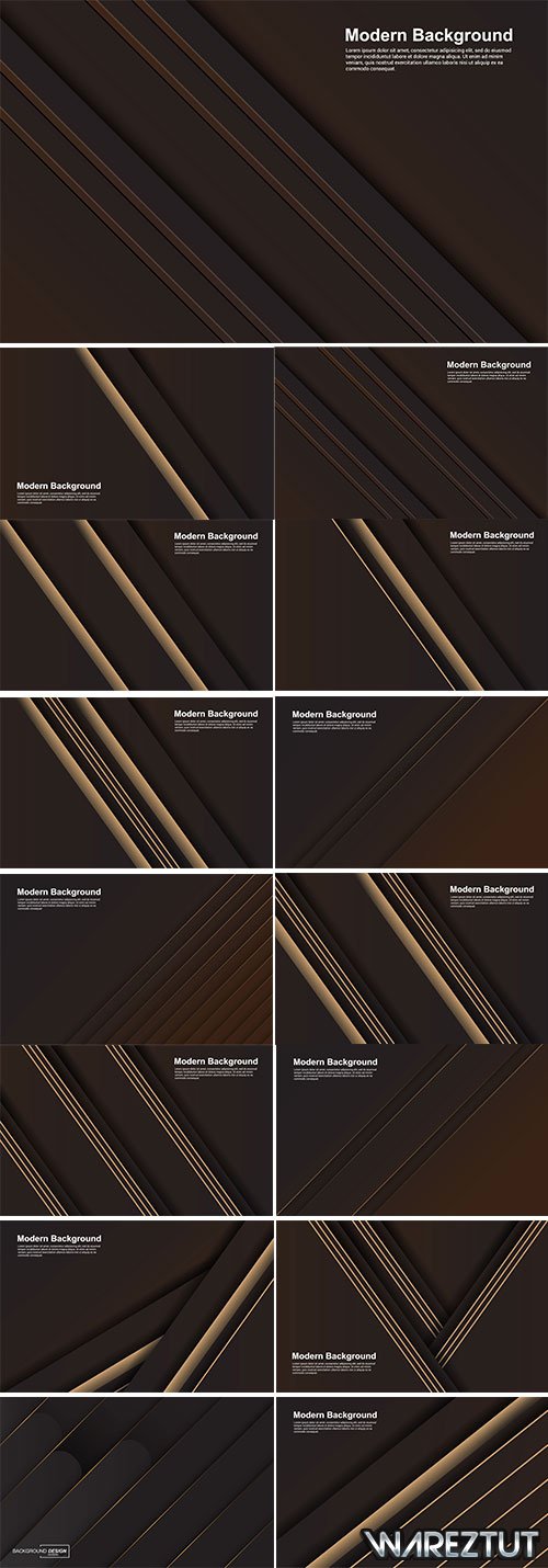 Brown vector backgrounds with golden stripes