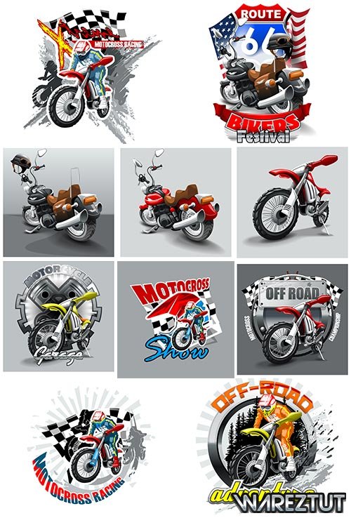 Extreme off-road motorcycle - vector clipart