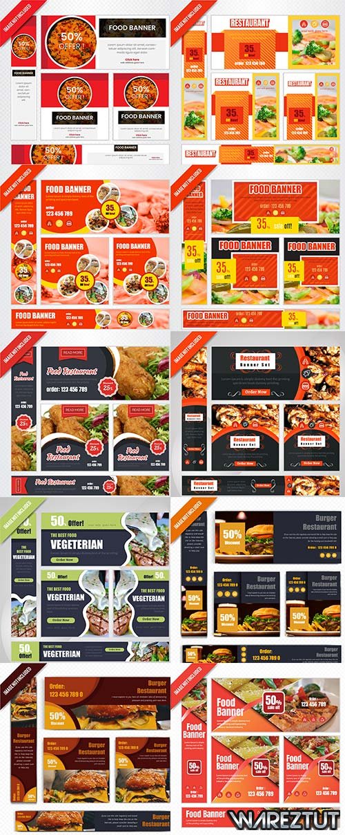 Banner templates for gastronomy websites - vector clipart