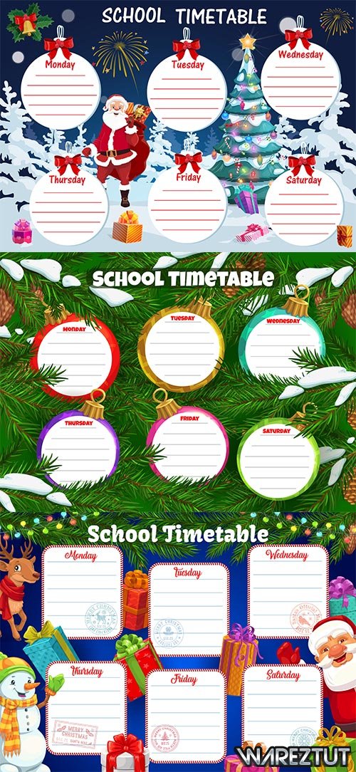 Timetable of lessons with elements of New Year - vector clipart