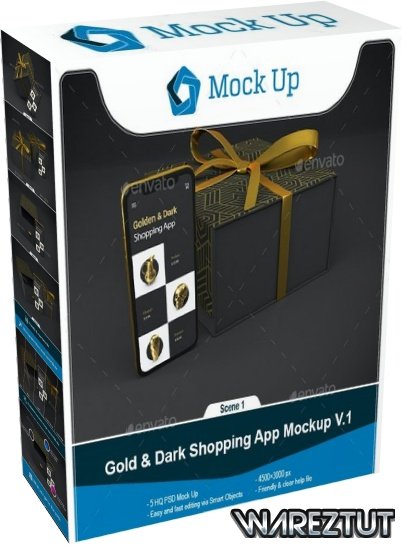 GraphicRiver - Gold / Dark Shopping App V.1 Mockup