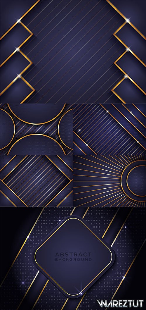 Purple with gold lines vector backgrounds