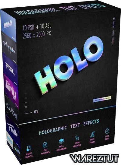 GraphicRiver - Holographic Text - 10 PSD