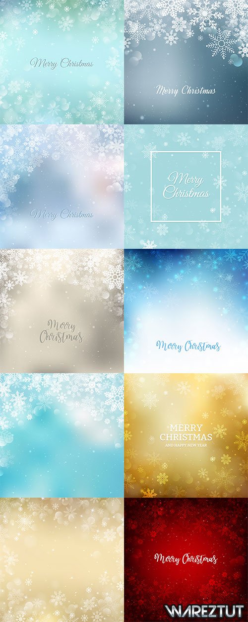 Multicolored vector backgrounds with snowflakes