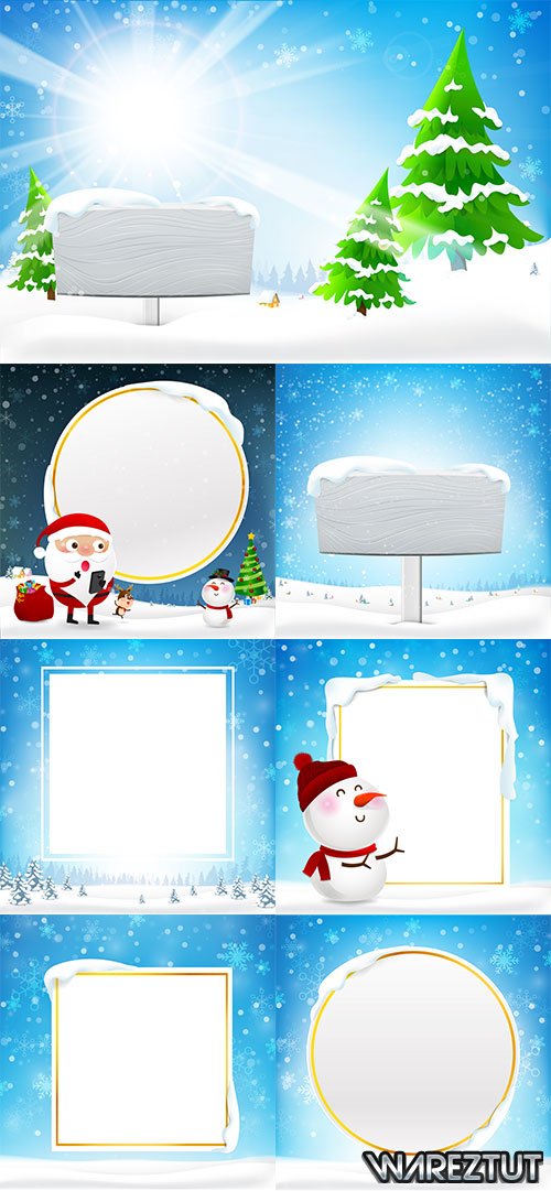 Winter backgrounds with snow frames