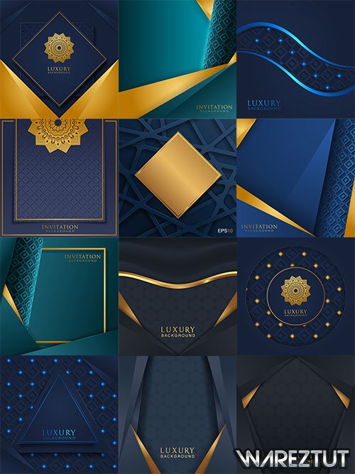 Vector backgrounds with golden lines and elements