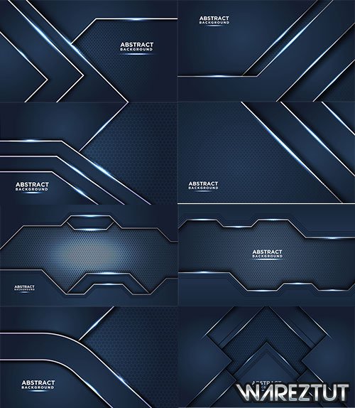 Blue vector backgrounds with silver abstract lines