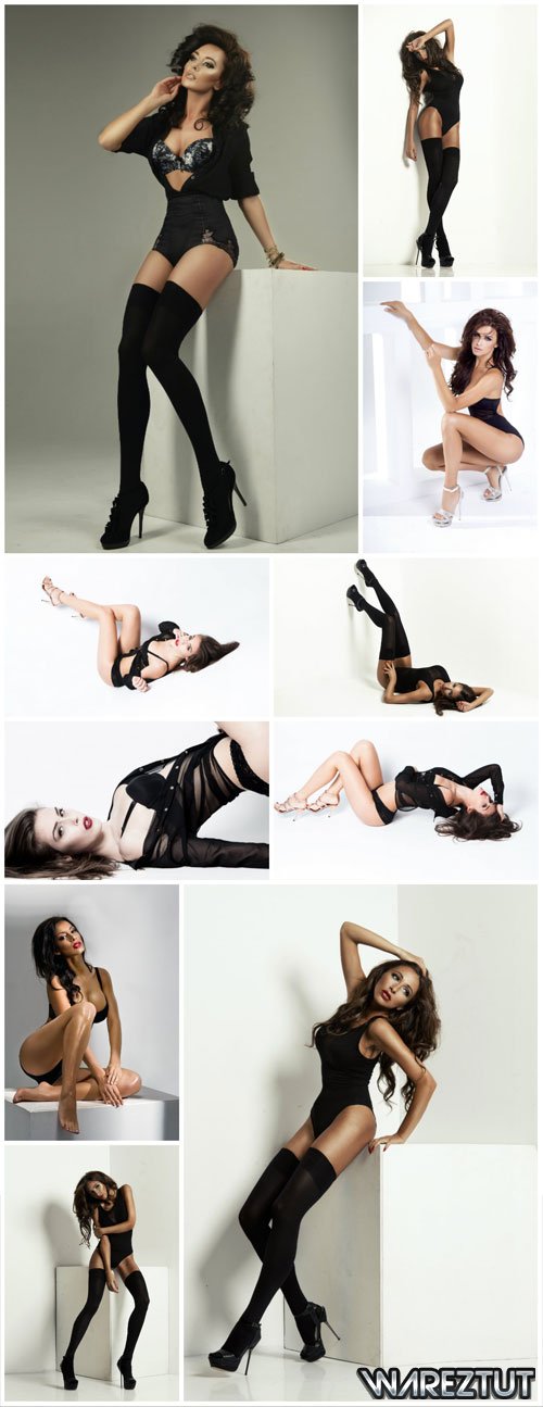 Girls in black sexy lingerie stock photo (JPG)