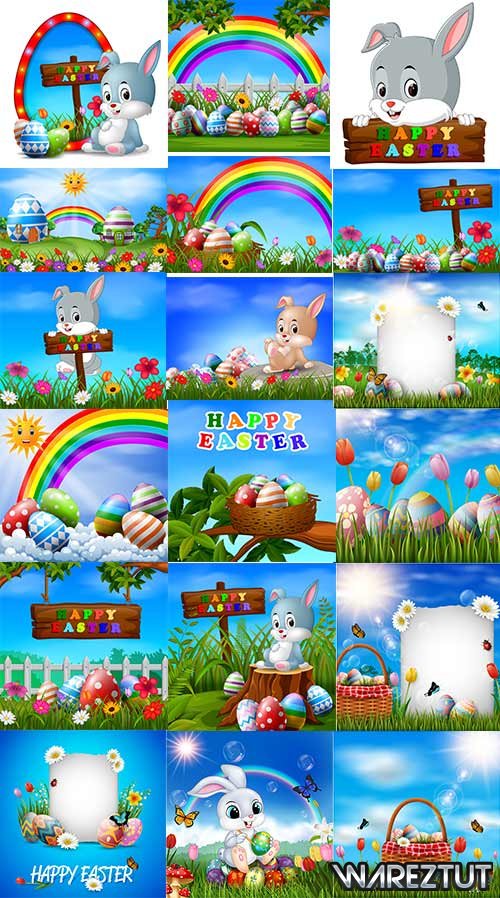 Easter backgrounds in vector