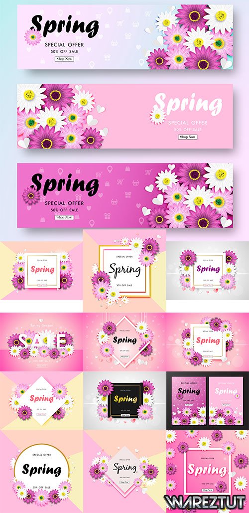 Spring backgrounds in vector
