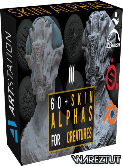 60 Skin Alphas For Creatures / Zbrush / Substance Painter / Blender