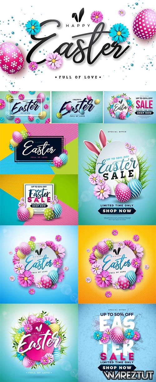 Vector backgrounds for Easter with Easter eggs