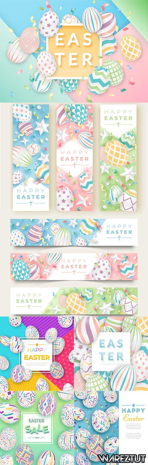 Vector backgrounds with Easter eggs