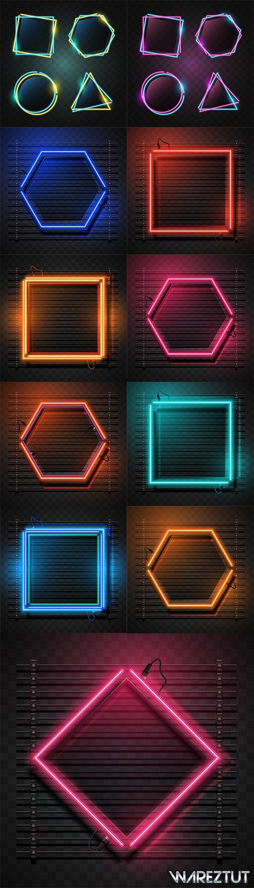 Vector backgrounds with neon geometric shapes