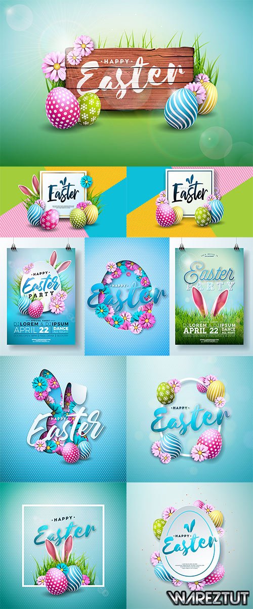 In the gentle color of spring - Vector backgrounds for Easter