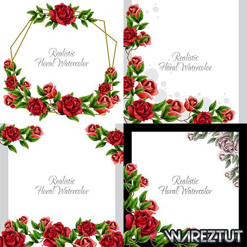 Frames with beautiful red roses - vector backgrounds