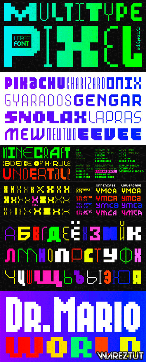 MultiType Pixel font family