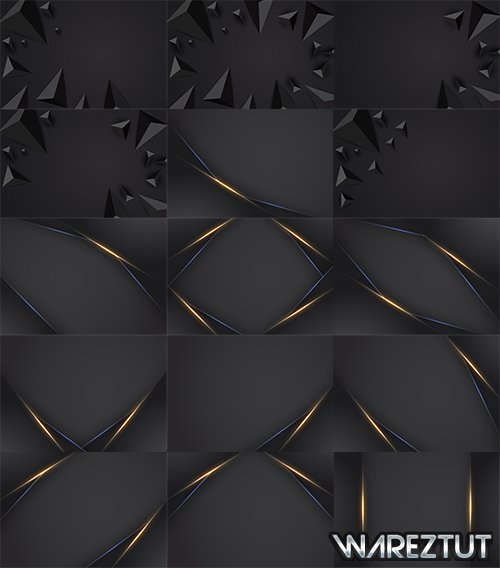Black vector backgrounds with golden lines