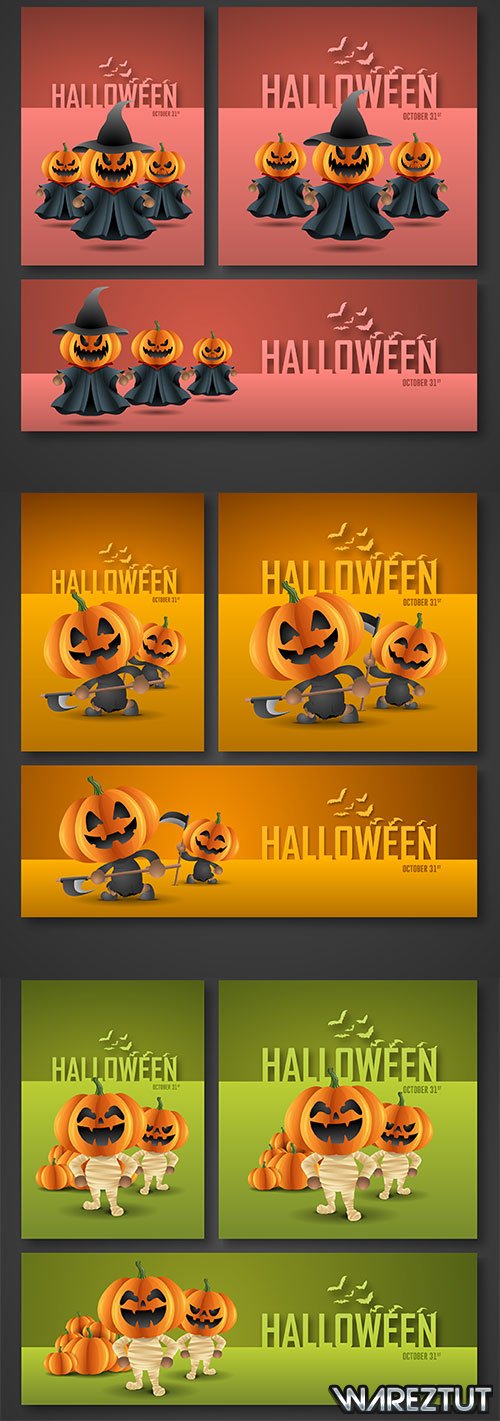 Vector backgrounds and banners for Halloween