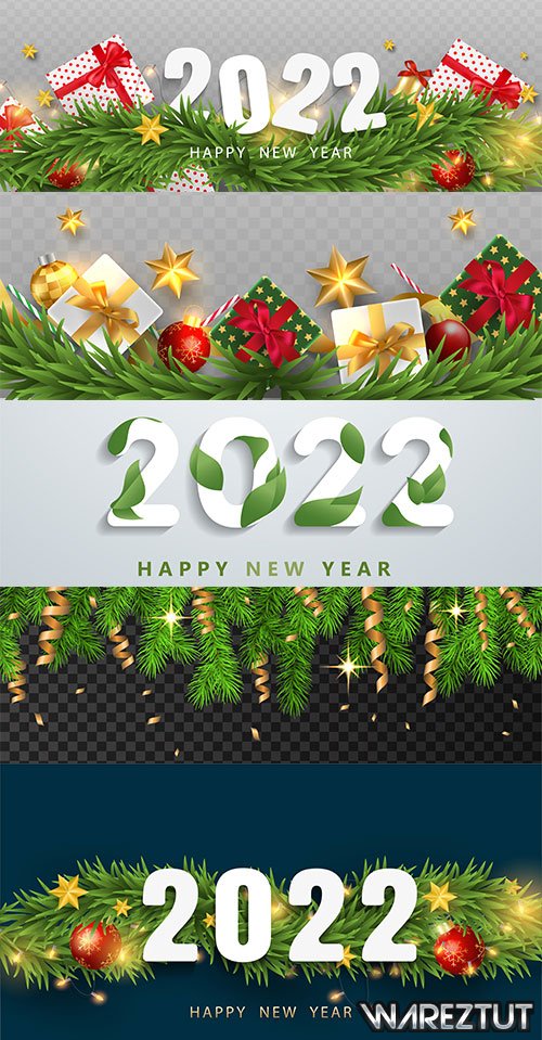 Vector backgrounds for Happy New Year 2022 greetings